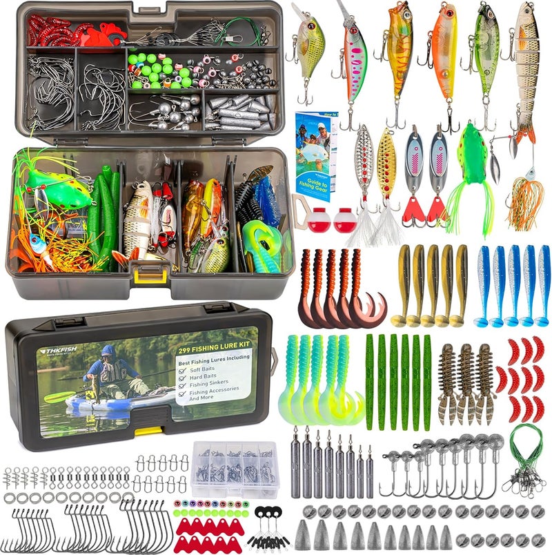 THKFISH Fishing Lures Kit, Bass Fishing Gear Kit for Freshwater Tackle Box with Tackle Included Topwater Baits, Swimbaits, Frog, Fsihing Bait Accessories Gift for Men - Image 1